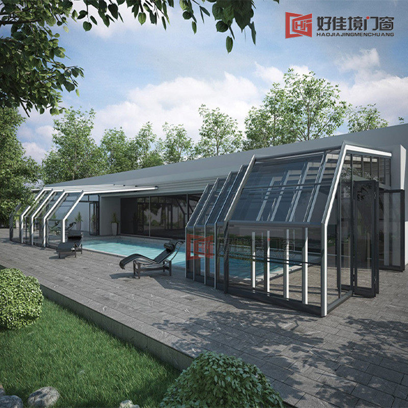 Removable Greenhouse Custom Villa Balcony Sunny Shed Garden Glass House Folding Telescopic Terrace Electric Lid Top