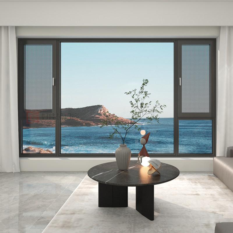 Broken bridge aluminium alloy burglar-proof gold steel mesh yarn curtain integrated system door and window sealing balcony floor window aluminium coated wood greenhouse