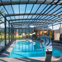 Removable Yangguang Room Custom Villa Balcony Garden Glass House Folding Telescopic Terrace Swimming Pool Terrace Pool Lid Top Sun Shelter