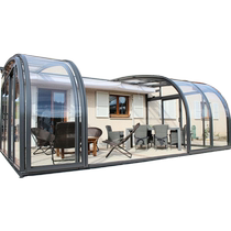 可移动阳光房智能电动伸缩别墅封阳台户外餐厅花园泳池玻璃顶天井