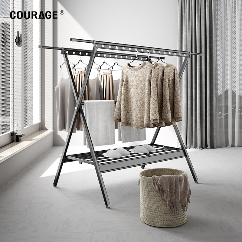 Clothes hanger floor foldable indoor balcony home aluminum alloy clotheshorse Quilt God Equipment Cool Hanger Yard Sunning