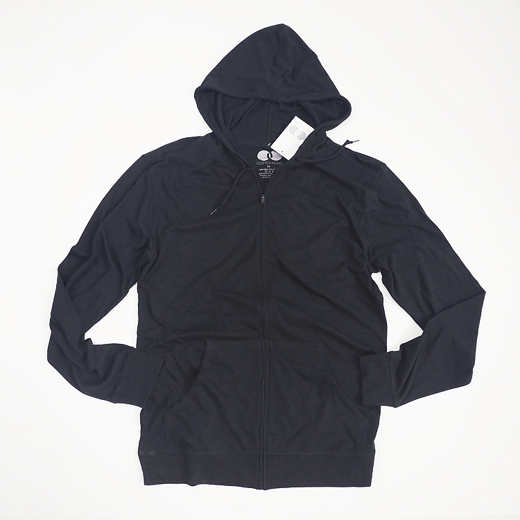 Long-Sleeved Black Hooded Sweatshirt T-Shirt Zipper Cardigan Export Original Thin Spring and Summer Hoodie Large Size Casual Loose