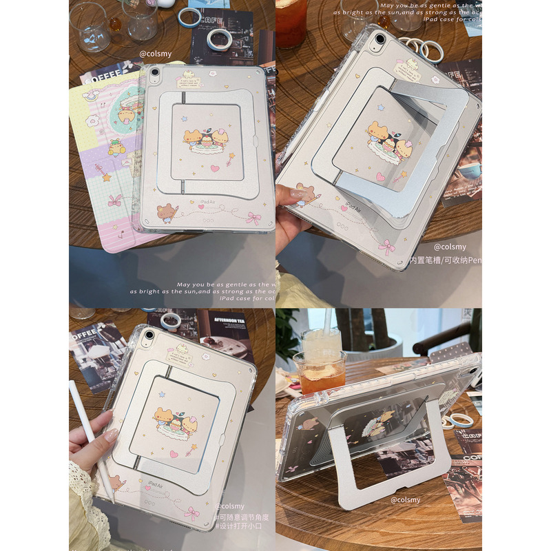 【With Pen Slot and Stand Cover】New Model Suitable for iPad Pro 11 Protective Case, Apple Folding Stand iPad Protective Cover 10/11 with Anti-Bending Feature, Multi-Angle 12.9 Hard Case for Mini 6/7