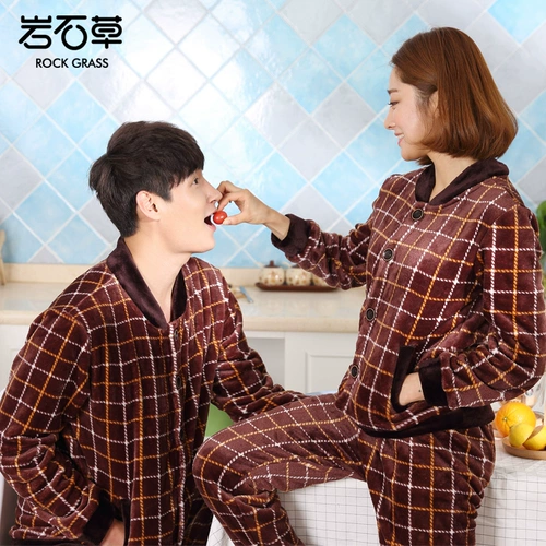 Tmall, демисезонная коралловая бархатная пижама, лонгслив, мужской фланелевый комплект, для влюбленных, в корейском стиле, увеличенная толщина