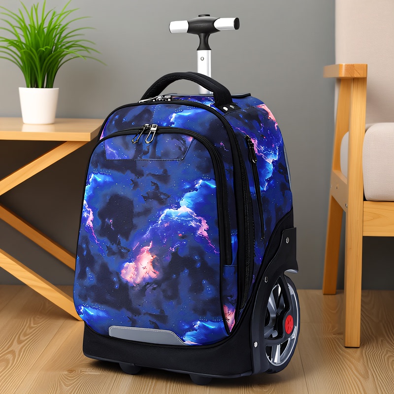 New Trolley Schoolbag for Middle School Students, Large Capacity, Primary School Students, Men and Women, Dragging Stairs, Large Wheels, Silent Suitcase