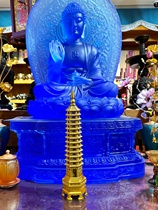 Buddhist supplies home Buddhist niche table incense burner lamp pure copper thirteen-layer 30 cm brass Wenchang pagoda ornaments