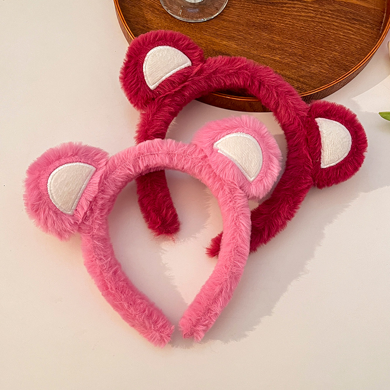 images 1:Strawberry-cute cute bear shampooed female swutter mask beam hair band 2022 new red hair card