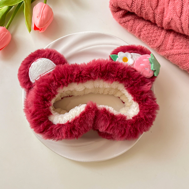 images 37:Strawberry-cute cute bear shampooed female swutter mask beam hair band 2022 new red hair card