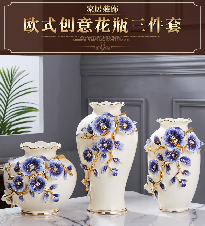 Fort SAN road simulation flower arranging new royal blue name plum flower vase European household living room TV cabinet ceramic vases, furnishing articles