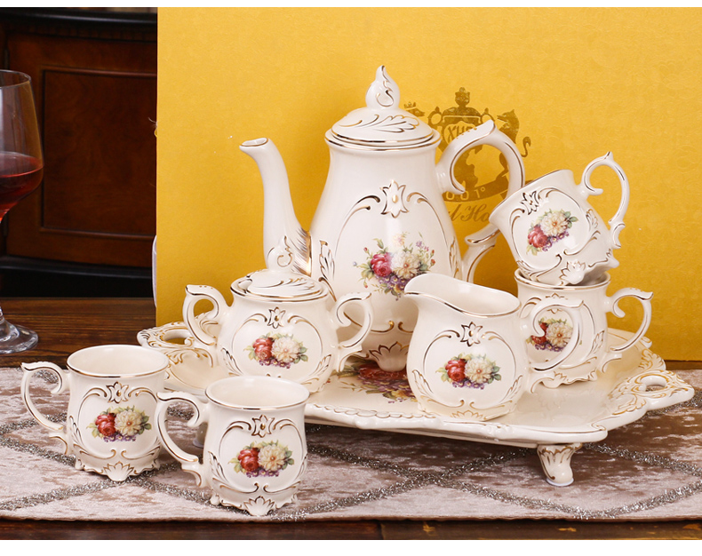 European ceramic tea set home sitting room with the tray was coffee cup suit creative wedding present for girlfriends