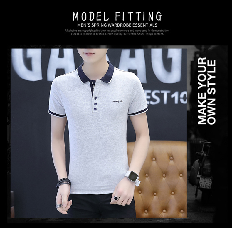 Fugui Bird Mùa Hè POLO Áo Sơ Mi Ngắn Tay Áo T-Shirt Slim thanh niên Ngắn Tay Áo T-Shirt Nam Kích Thước Lớn Nửa Tay Áo Quần Áo của Nam Giới mặc