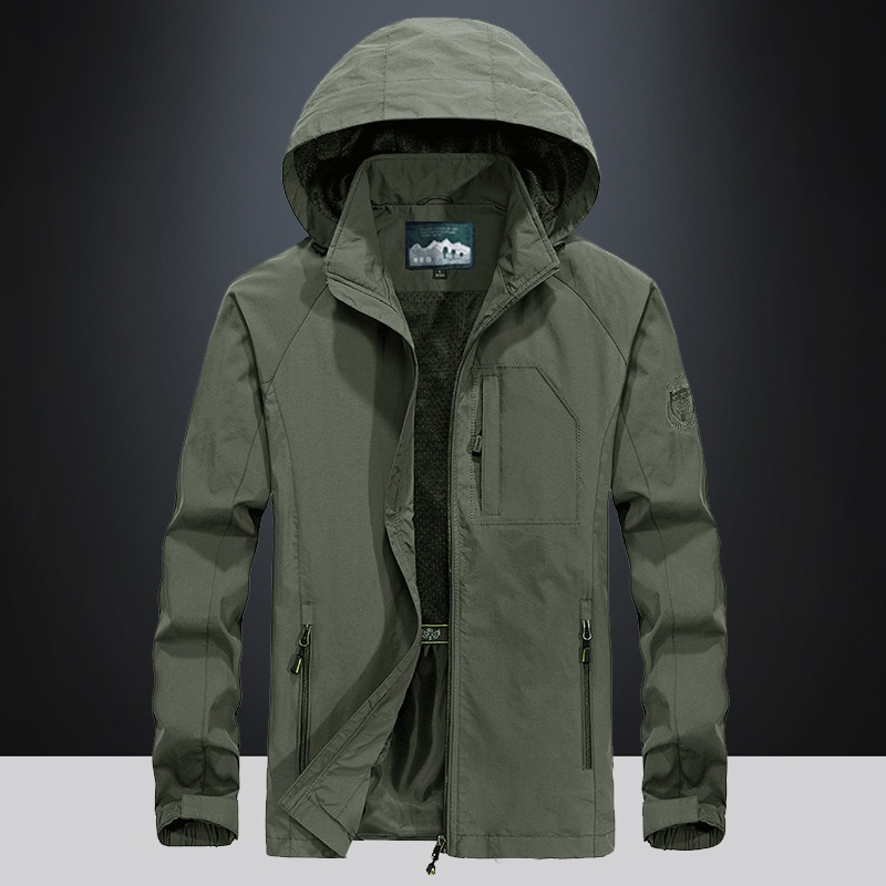 Men's Casual Outdoor Sports Quick-Drying Windproof and Waterproof Jacket Loose Windbreaker Thin Multi-Pocket Work Jacket