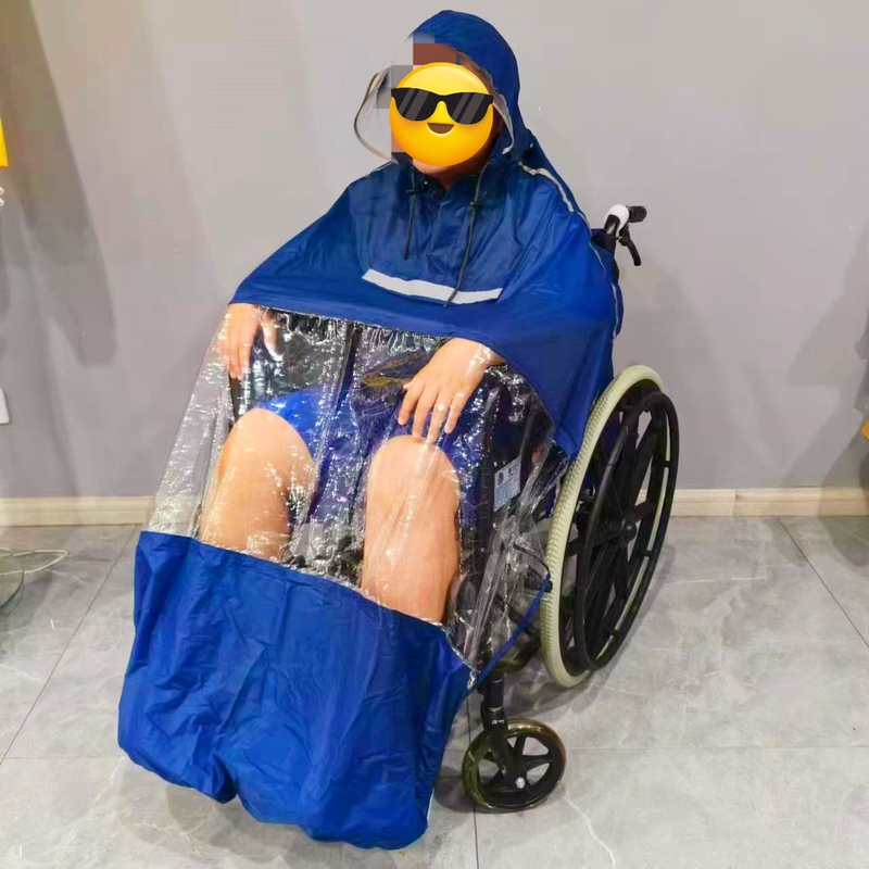 Factory Direct Supply of Wheelchair-Specific Pu Raincoats, Lightweight Transparent Poncho Raincoats, Windproof and Rainproof Wheelchair Accessories