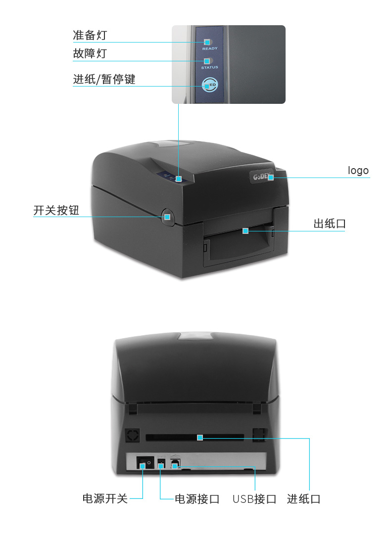 GODEX Kecheng G500 / 530U mã vạch máy in tự dính nhãn trang sức giặt quần áo tag băng giấy nhiệt để chơi nhanh bề mặt điện tử mã hai chiều giấy tráng bạc - Thiết bị mua / quét mã vạch