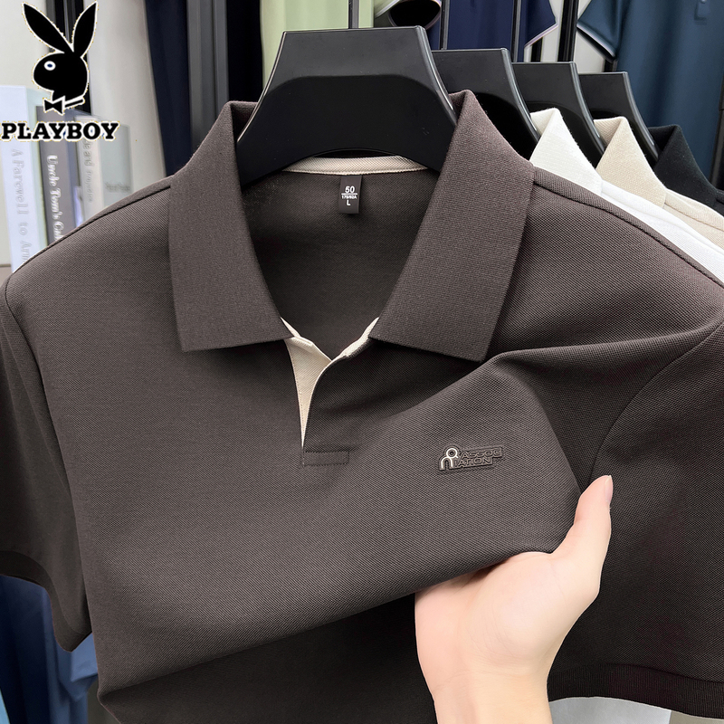 Playboy Summer Short-Sleeved T-Shirt Men's New Pure Cotton Lapel Polo Shirt Fashionable Casual Men's Clothing Top