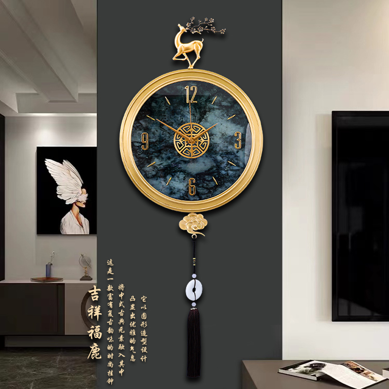 Pure copper hanging clock Living room Deer Head Watches and clocks Home Dining Room Hanging Wall Light Extravagant Atmosphere Muted Airwaves Decorate Eurostyle Clock