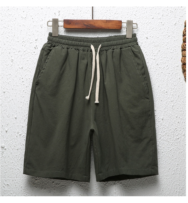 Mùa hè quần short nam mỏng phần vải lanh màu rắn quần bình thường cộng với phân bón để tăng bông và vải lanh năm quần quần thủy triều quần áo nam hàng hiệu