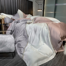 100 days silk four pieces in summer silk ice silk nude sleep real silk Silk Slip-style Ram Color Bed supplies