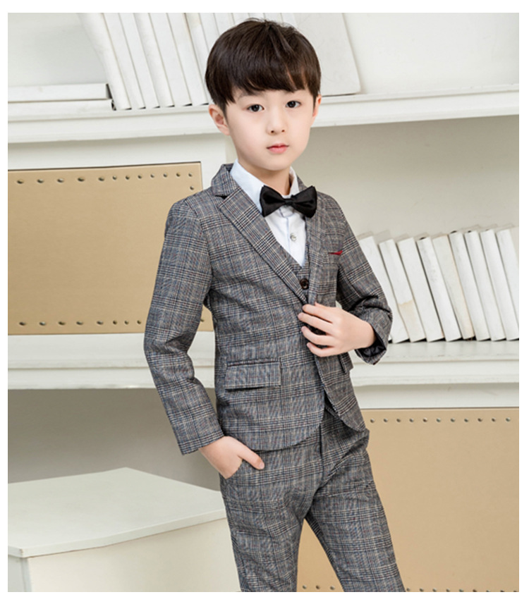 Váy bé trai Anh kẻ sọc 2 bộ đồ nhỏ 3 trẻ em 4 mùa hè 5 bộ đồ ba mảnh 6 mùa thu 7 tuổi bé trai hoa phù hợp với bé gái - Váy trẻ em quần áo cô dâu chú rể trẻ em