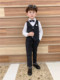 Chàng trai nhỏ trẻ em hoa phù hợp với phù hợp với ăn mặc trẻ em malened Anh trai ngắn tay phù hợp với thông thường vải mùa hè.