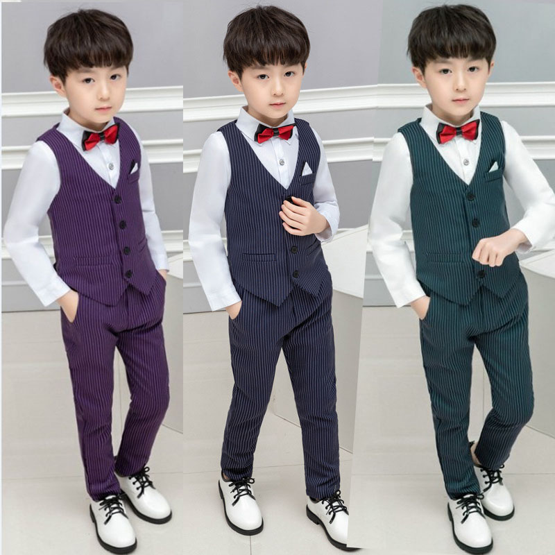 Children's suits suit Korean version of the Machia Three sets of boys Baby flower Fancy Dress Striped Boy West Suit Performance Suit