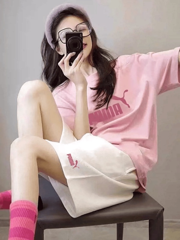 Outlet Genuine 2024 New Summer Pure Cotton Loose Round Neck Short-Sleeve Casual Set for Men and Women