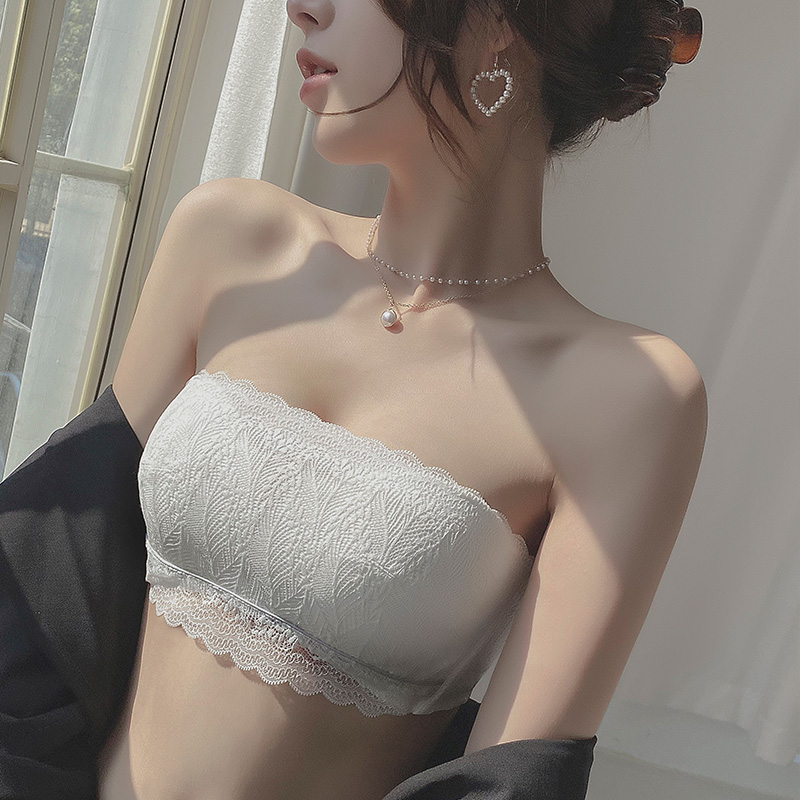 2022 Summer thin section No shoulder with large breasts for small gathering of underwear Female collection sidewear Anti-Walk Light Smear Bra Tide