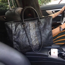 Hong Kong tide brand diamond-encrusted simple bag womens Korean version of the fashion versatile large capacity temperament hand tote single shoulder tote bag