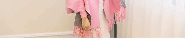 Mùa thu và mùa đông mới với tay áo choàng cashmere áo choàng nữ dày lên ấm áp hai mặt rắn màu khăn choàng dệt kim khăn quàng đỏ khăn trùm đầu đi phượt