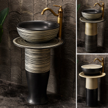 Column type washbasin outdoor integrated floor-standing wash basin courtyard garden pool balcony Ceramic column basin shadow