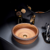 Hand Bench Basin Engraving Hops Tattoox Ceramic Handwash Basin Face Basin Retro Wind Washbasin Home Toilet Single Basin