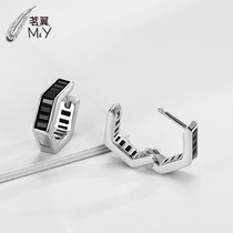 Earrings male sterling silver single personality 2021 New Tide Net Red dark Street earrings boys cool version trend men