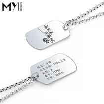 Pure silver military brand necklace nameplate mens silver pendant tide men custom silver medal US soldier pendant mens photo tide