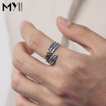 Takahashi Wulang opening adjustable feather silver ring men mens trendy mens personality sterling silver single net red trampoline