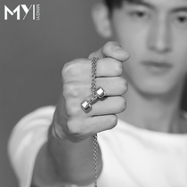 Dumbbell necklace mens sterling silver European and American sports fitness barbell pendant hip hop Tide mens pendant jewelry can be lettering