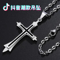Titanium steel necklace male Korean version of simple personality student literature and art black rope pendant boys shake sound neck pendant tide