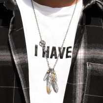 Retro Takahashi feather necklace Male hip hop hiphop wild mens net red hanging trend brand pendant Japanese style