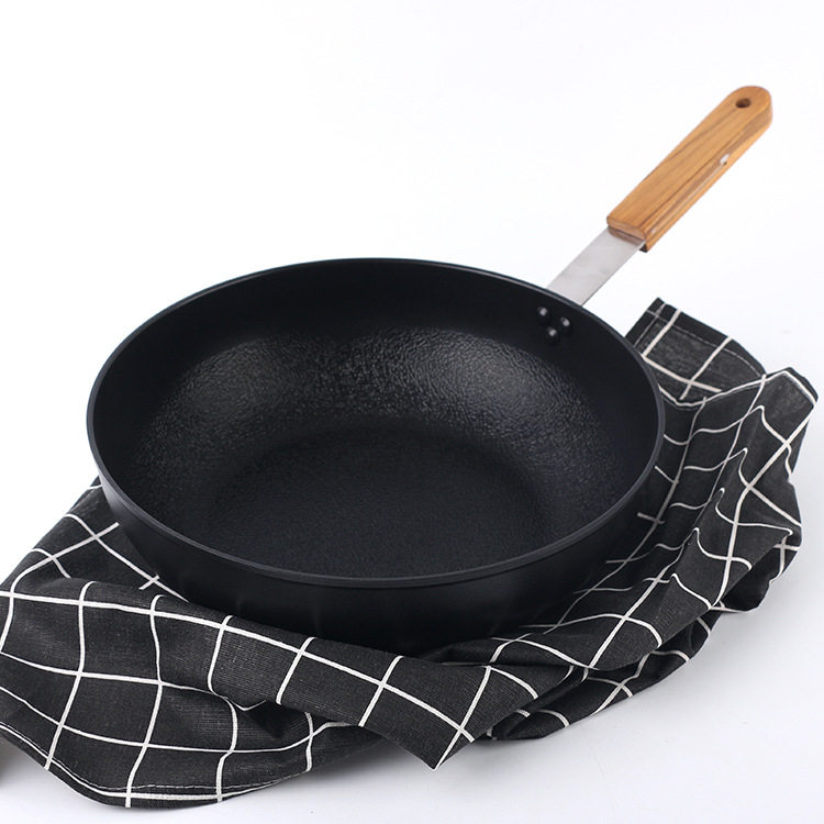 South Korea imported Kitchen-ArtFORT new fresh Japanese-style wooden handle frying pan ceramic non-stick pot 28cm