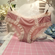 Summer incognito ice silk comfort panties Feminine medium low waist pure cotton crotch Lace briefs Female student shorts