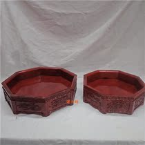 Buddhist Supplies Deep red Concealed Wooden Candy Pan 8 Side Shaped Fruit Pan Wood Fruit Tray For Pan
