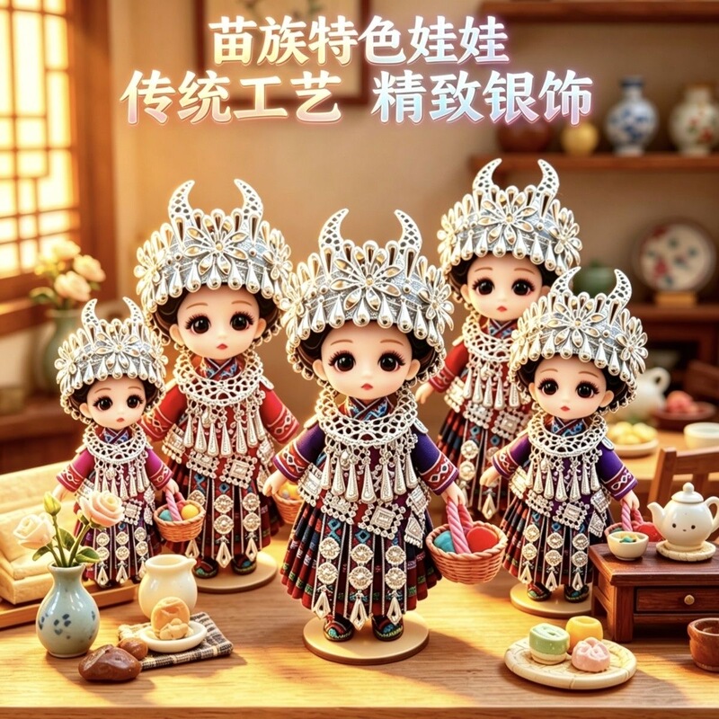 Guizhou, Guangxi, Yunnan Ethnic Minority Miao Ethnic Group Characteristic Ornaments, Decorative Items, Gift Dolls, Pure Handicrafts