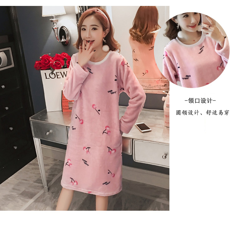 Váy ngủ nữ mùa đông nhung san hô nhung nữ phiên bản Hàn Quốc của mùa thu dễ thương và mùa đông dày flannel váy ngủ dài mùa đông nữ váy ngủ sexy