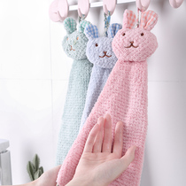 Hand towel can be hung cute rag towel absorbent small cartoon cleaning hand cloth thickened kitchen household hand paint