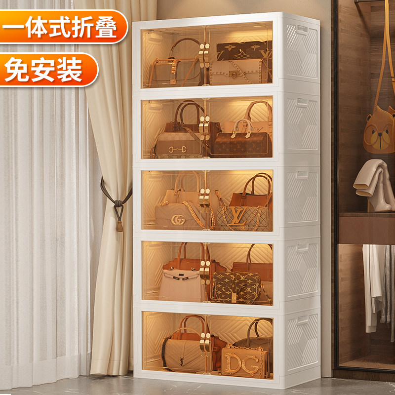 Bag containing cabinet Home display case Divine Instrumental Loading of the package Shelves Floor Transparent Deposit Leather Bag Cabinet-Taobao