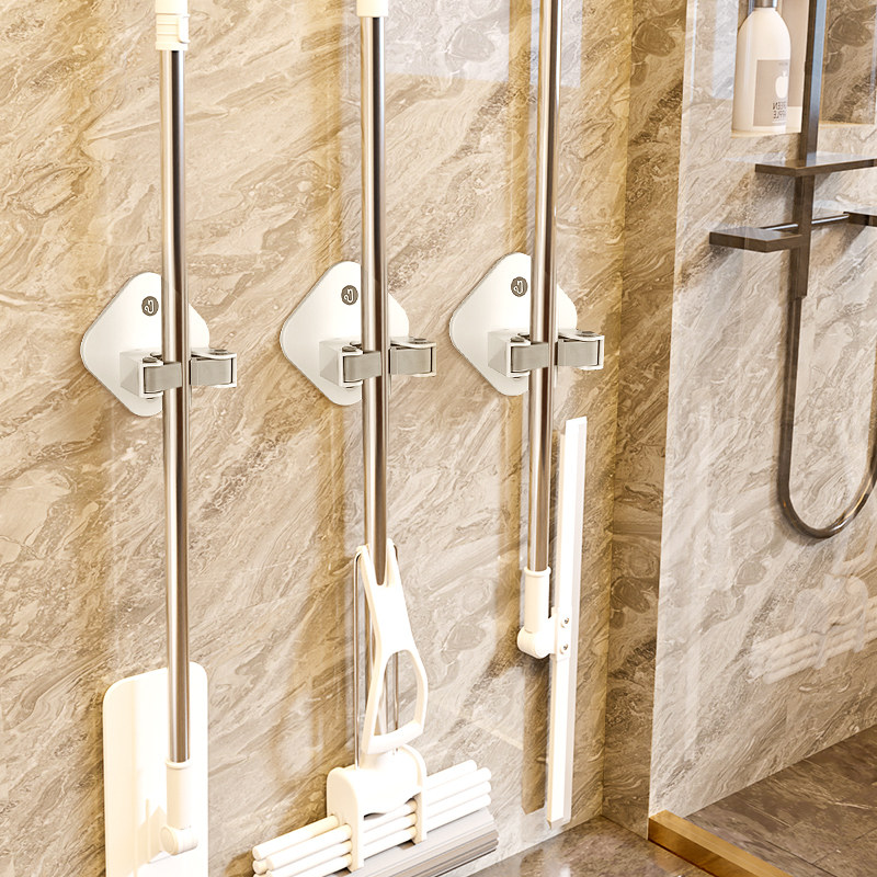 Mop Hook Free of perforated wall-mounted Makeup Room Wall Containing Deviner Powerful Adhesive fixed sweep Grip Shelf