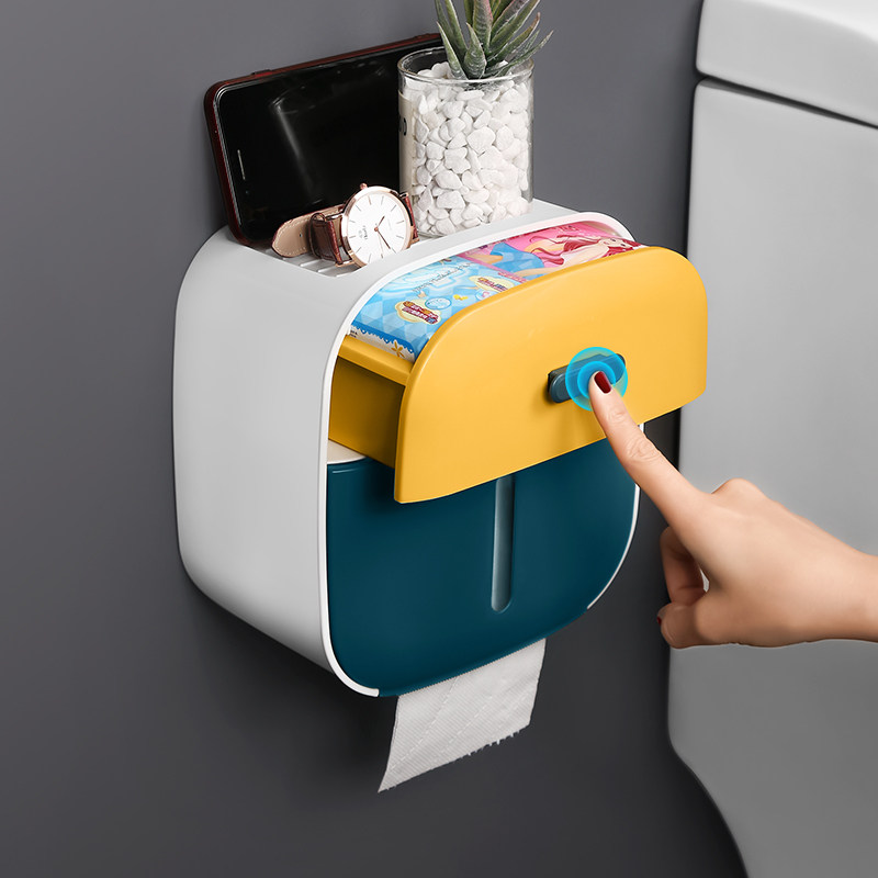 Toilet tissue box toilet toilet paper shelf waterproof toilet paper drawing box roll paper free of punch storage