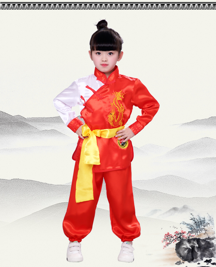 Quần áo võ thuật biểu diễn quần áo trẻ em tay ngắn Trung Quốc tập thể dục Kung Fu quần áo bé trai và bé gái quần áo cho trẻ 14 tuổi nam