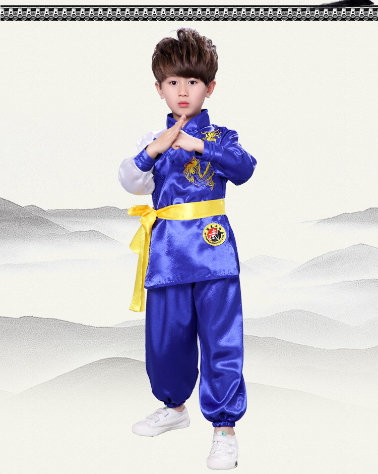 Quần áo võ thuật biểu diễn quần áo trẻ em tay ngắn Trung Quốc tập thể dục Kung Fu quần áo bé trai và bé gái quần áo cho trẻ 14 tuổi nam