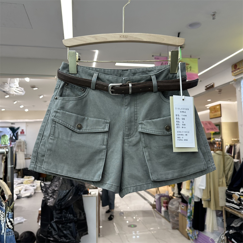 T-Platform16088 Genuine Retro High-Waisted Casual Work Shorts for Women New 2026 Summer Wide-Leg Pants