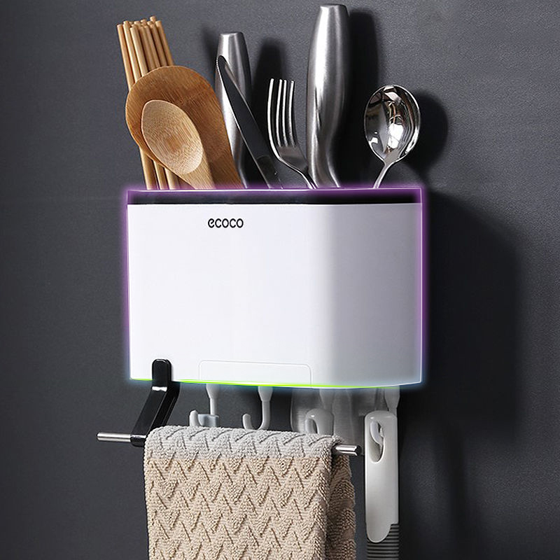 Home Multi-function Perforated Wall-mounted Kitchen God Instrumental Knife Shelve Chopsticks Cage Cutlery Barrel Containing box